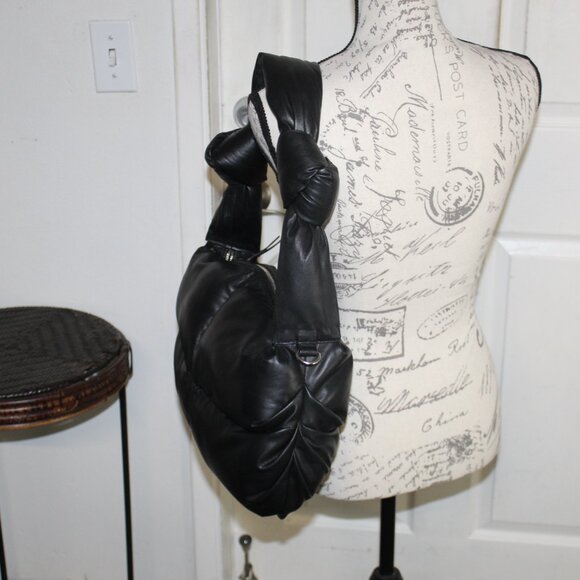 STYLISM Denmark Genuine Leather Black Puffer Quilted Handbag - Picture 6 of 16